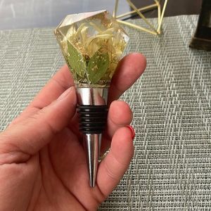Handmade Pressed Flower Diamond Top Wine Stop White